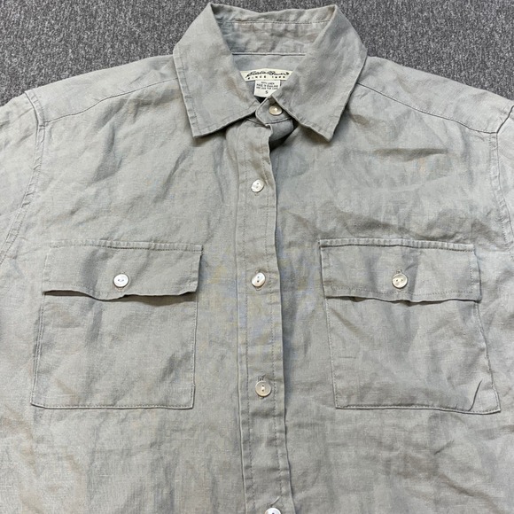 Eddie Bauer Tops - Eddie Bauer Womens 100% Linen Short Sleeve Button Down Shirt Small Minimalist